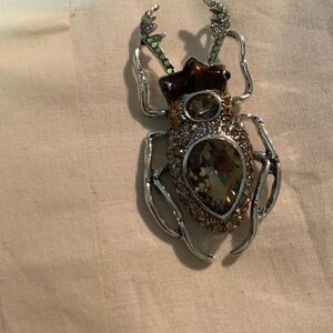Silver and Brown Beetle Brooch